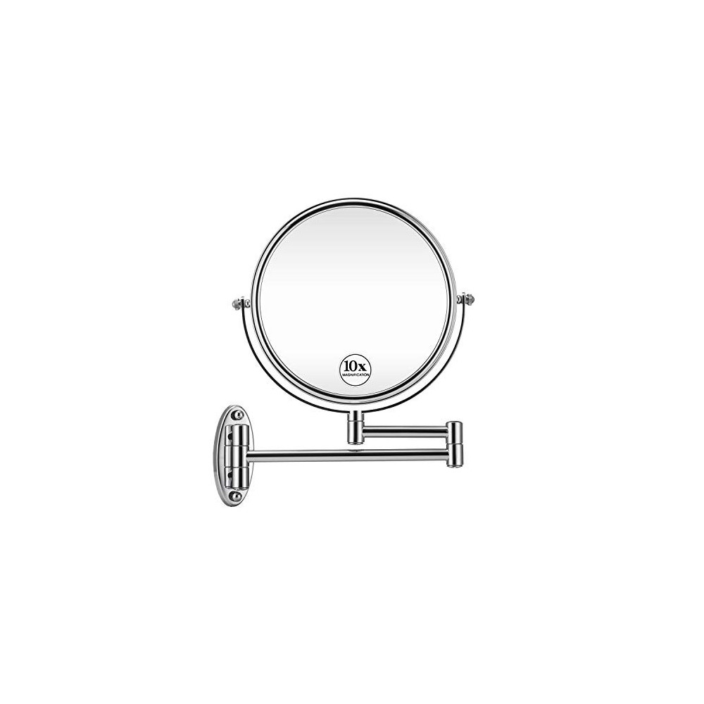 GloRiastar 10X Wall Mounted Makeup Mirror - Double Sided Magnifying Makeup Mirror for Bathroom, 8 Inch Extension Polished Chr