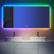 48 x 32 Inch LED Bathroom Mirror RGB Color Changing Mirror with Dimmable Lights, Memory Function, Anti-Fog, Touch Switch  Hor