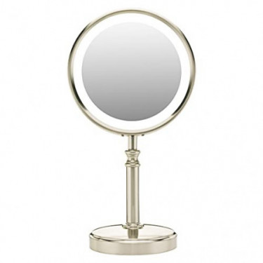 Conair Reflections Double-Sided LED Lighted Vanity Makeup Mirror, 1x/10x magnification, Satin Nickel