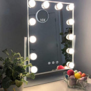 Hansong Makeup Mirror with Lights,Vanity Light-up Professional Mirror,Detachable 10x Magnification,3 Color Lighting Modes, Co