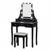 Vanity Table with Lighted Mirror, Makeup Dressing Table with 10 Lights and 5 Drawers,Detachable Top and 360 Rotation Mirror, 