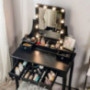 Vanity Table with Lighted Mirror, Makeup Dressing Table with 10 Lights and 5 Drawers,Detachable Top and 360 Rotation Mirror, 