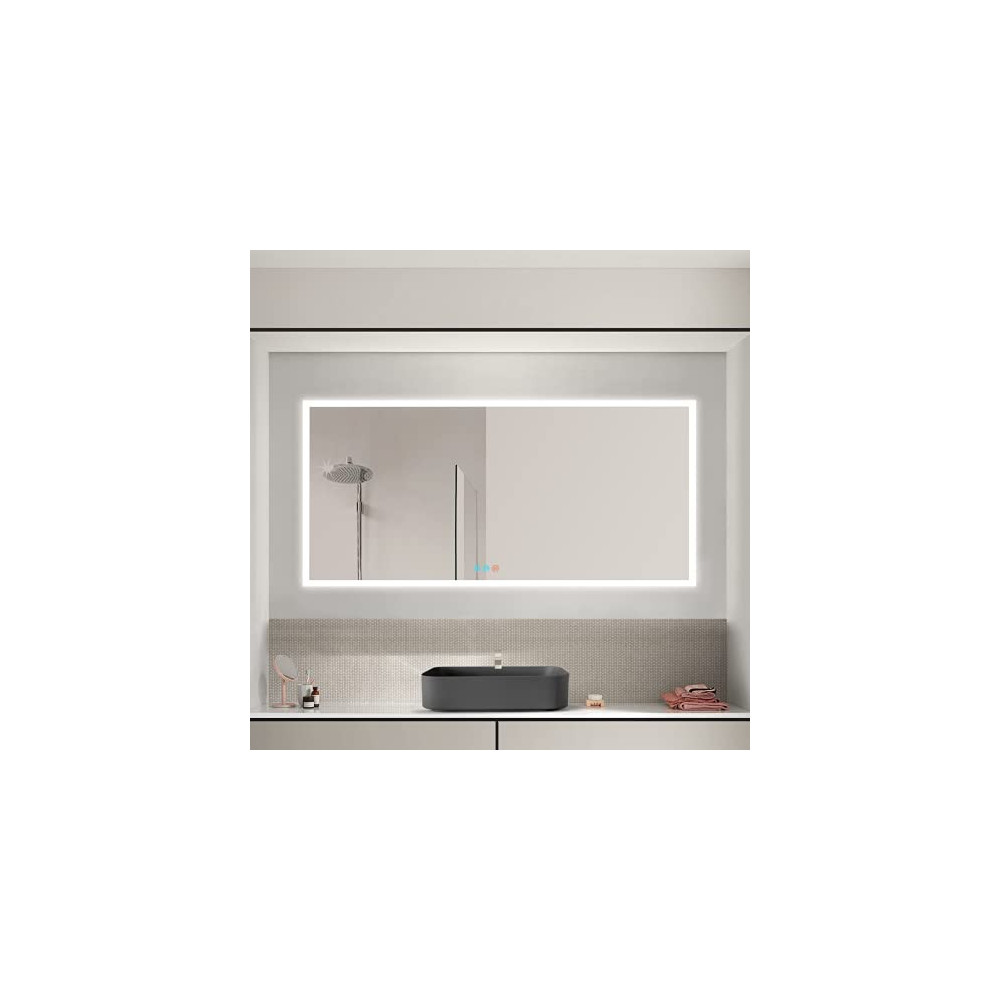 Homedex 72×36 inch Bathroom Mirror with LED Lights, Wall Mounted Rectangular 3 Color Lighted Vanity Mirror with Touch Sensor,