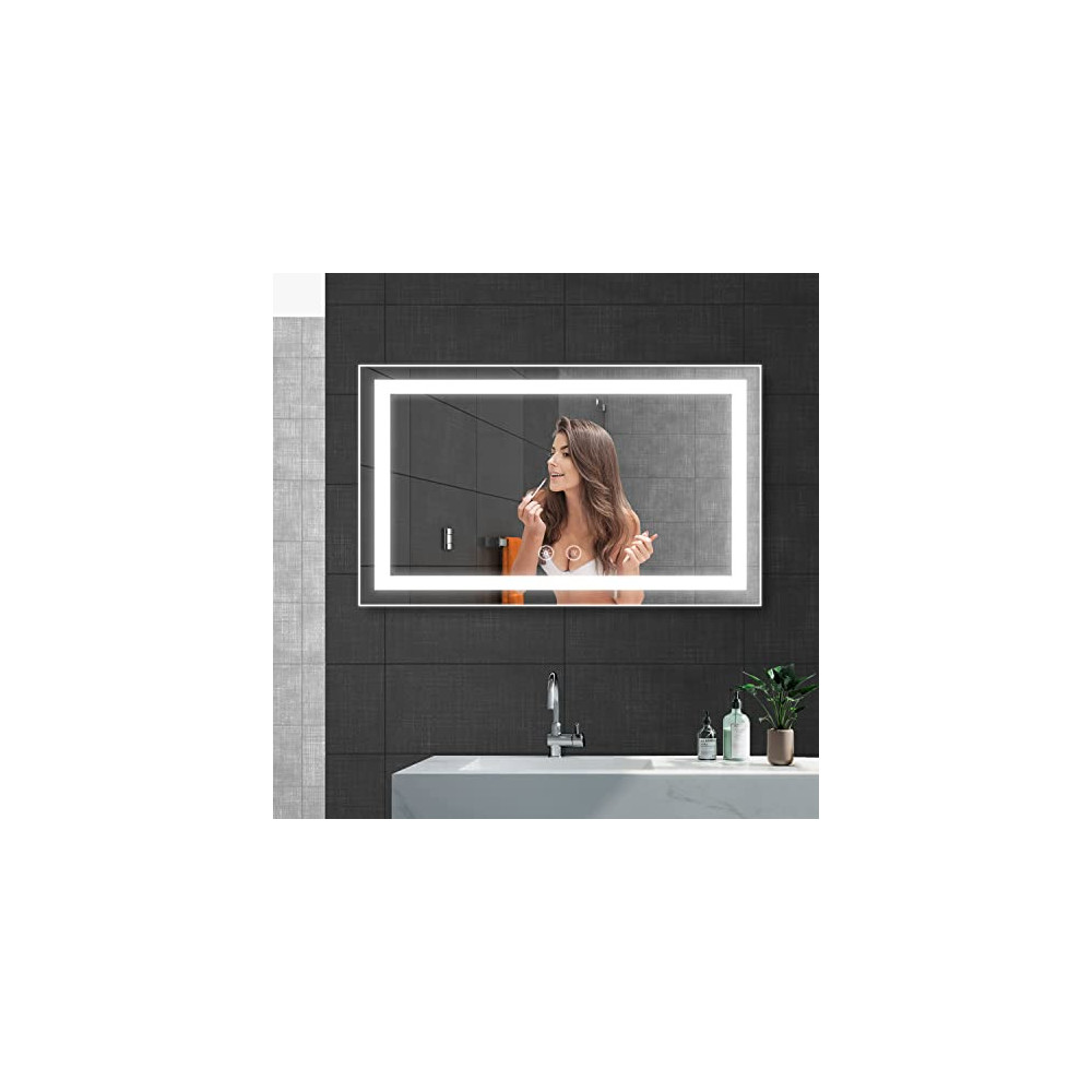 Newcoco 40x24 Inch LED Bathroom Mirror Lighted Wall Mounted Mirror Waterproof LED Vanity Mirror with Lights  Horizontal & Ver