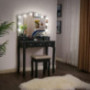 BEWISHOME Vanity Set with Lighted Mirror, Makeup Vanity with Tri-Folding Mirror 10 LED Bulbs, Black Vanity Desk Vanity Table 