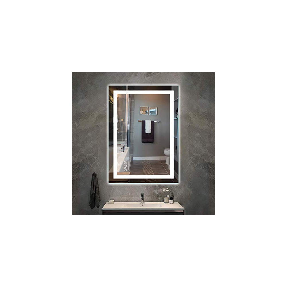Amorho Led Bathroom Mirror 20x28, Backlit and Front Lighting Dimmable Makeup Mirror for Wall, Anti-Fog Vanity Mirrors