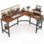 Cubiker Modern L-Shaped Computer Office Desk, Corner Gaming Desk with Monitor Stand, Home Office Study Writing Table Workstat