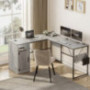 Bestier L Shaped Desk with Storage Cabinet 60 Inch Corner Desk Home Office Computer Desk Reversible or Modern Long Study Work