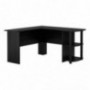 Ameriwood Home Dakota L-Shaped Desk with Bookshelves  Black Ebony Ash 