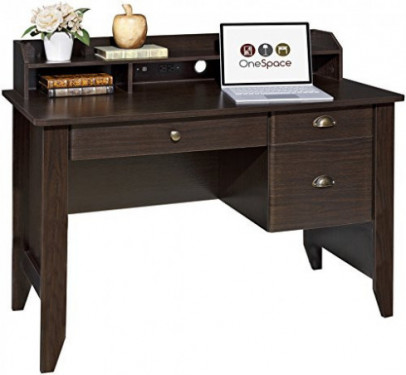 OneSpace Executive Desk with Hutch, Espresso