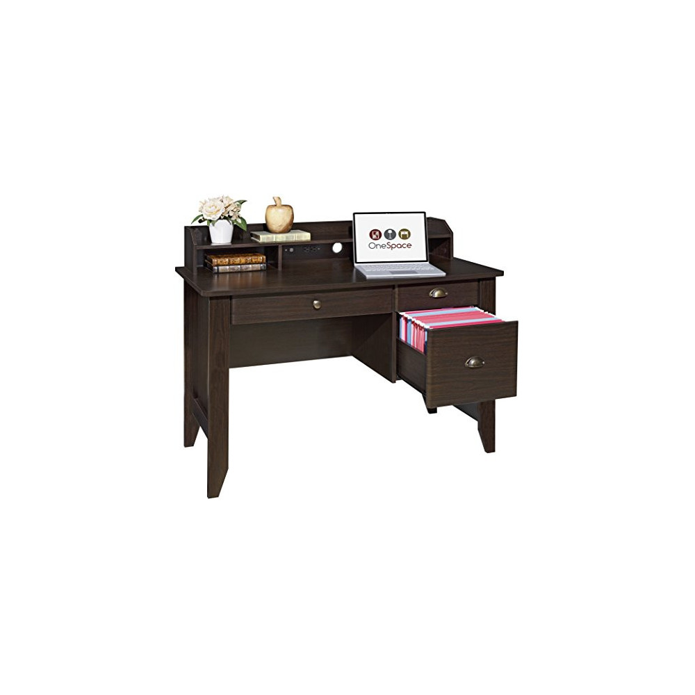OneSpace Executive Desk with Hutch, Espresso Universe Furniture