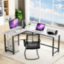 Tribesigns Modern L-Shaped Desk, Corner Computer Desk PC Laptop Gaming Table Workstation for Home Office, White Faux Marble/B