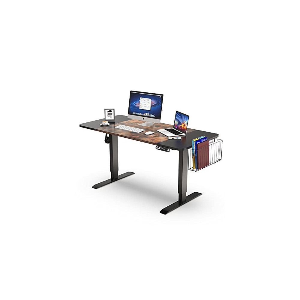 Easyzon Electric Standing Desk, Height Adjustable Stand Up Desk 55" Industrial Stand Small Computer Workstation with Storage 