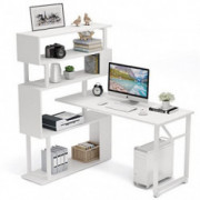 Tribesigns Rotating Computer Desk with 5 Shelves Bookshelf, Modern L-Shaped Corner Desk with Storage, Reversible Office Desk 