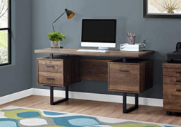 Monarch Specialties Computer Desk with Drawers - Contemporary Style - Home & Office Computer Desk with Metal Legs - 60"L  Bro