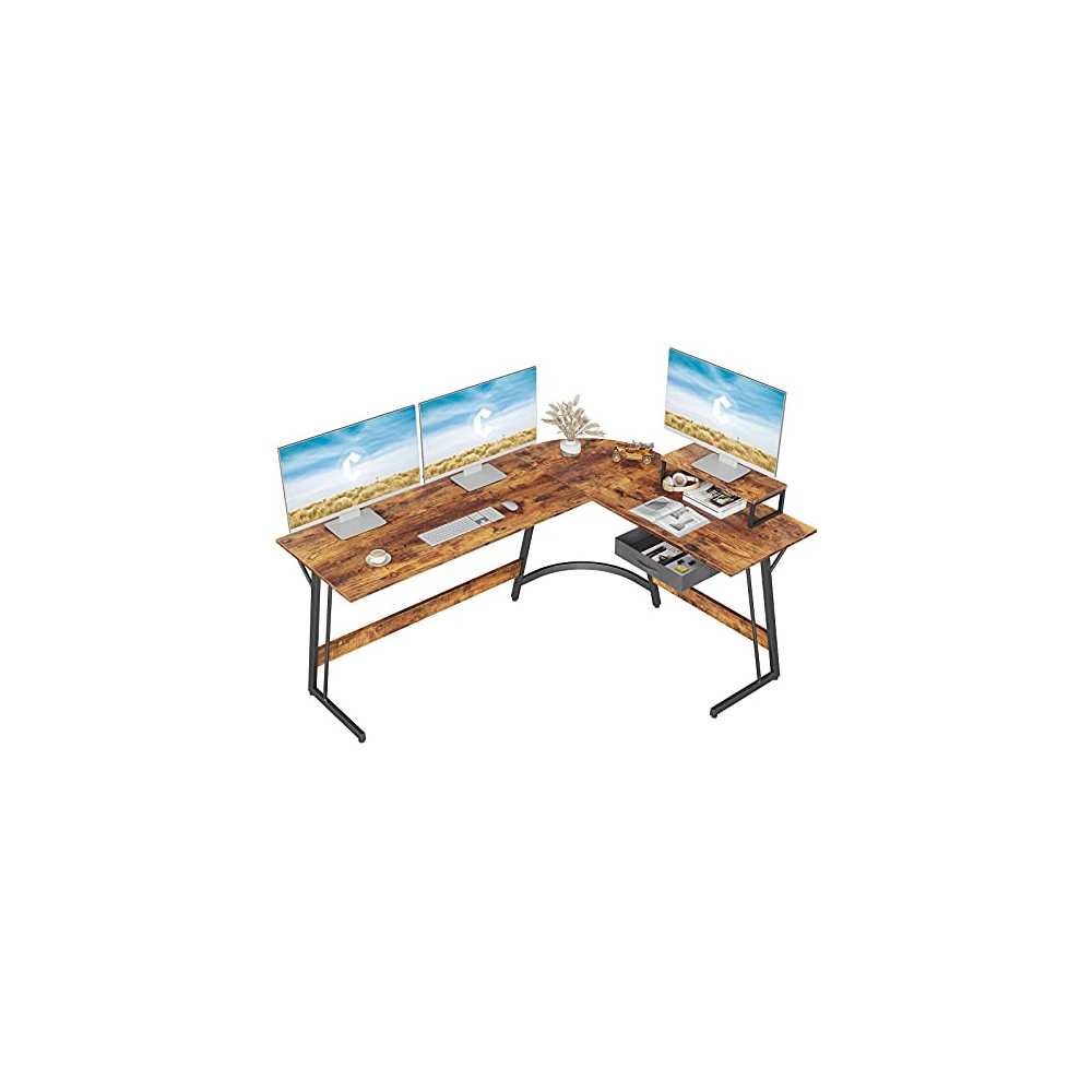 CubiCubi Modern L-Shaped Desk Computer Corner Desk, 59.1" Home Office Writing Study Workstation with Small Table, Space Savin