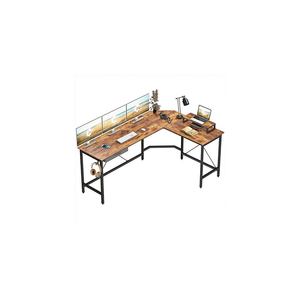 CubiCubi L-Shaped Desk Computer Corner Desk, Home Office Gaming Table, Sturdy Writing Workstation with Small Table, Space-Sav
