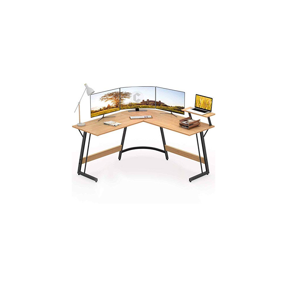 Cubiker Modern L-Shaped Desk Computer Corner Desk, PC Laptop Writing Study Desk for Home Office Wood & Metal