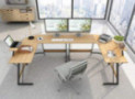 Cubiker Modern L-Shaped Desk Computer Corner Desk, PC Laptop Writing Study Desk for Home Office Wood & Metal