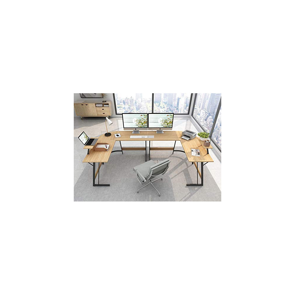 Cubiker Modern LShaped Desk Computer Corner Desk, PC Laptop Universe