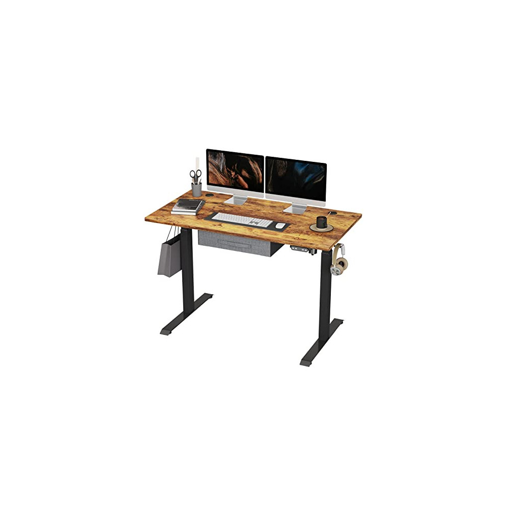 BANTI Adjustable Height Standing Desk with Drawers, 48x24 Inches Electric Stand Up Desk, Sit Stand Home Office Desk with Blac