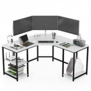 Earthsign L Shaped Home Office Desk with Four Shelves Storage, Spacious Corner Computer Desk for Working from Home, Workstati