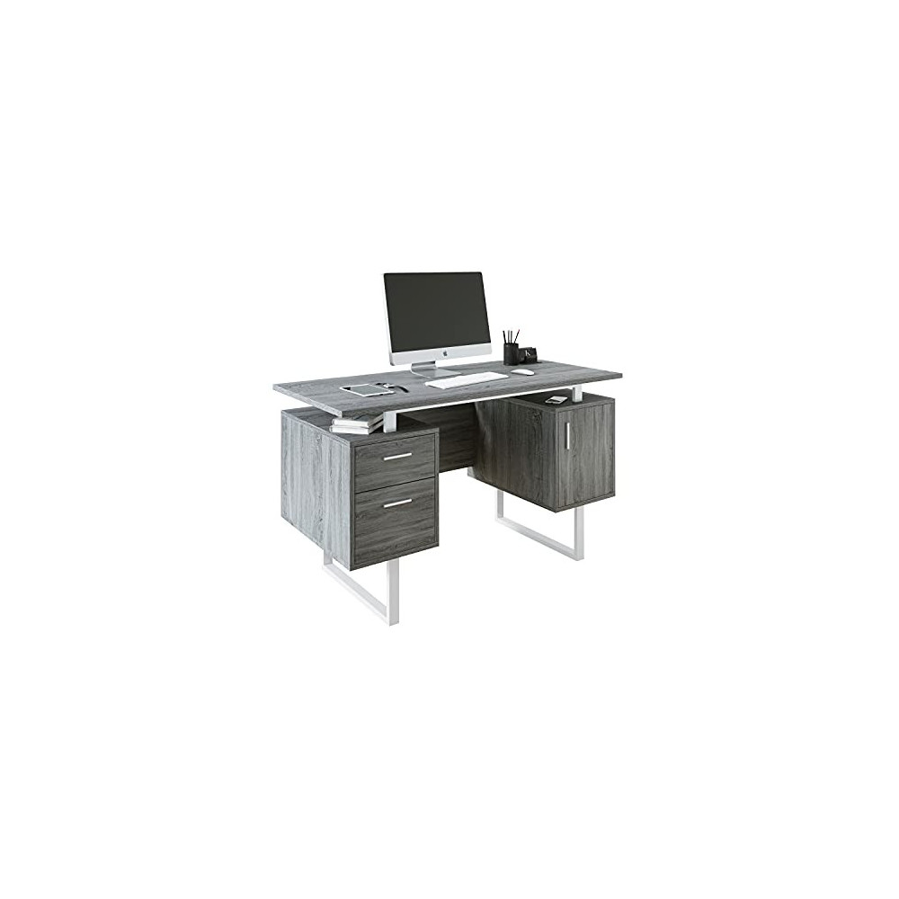 Techni Mobili Modern Office Desk with Storage, Gray Universe Furniture