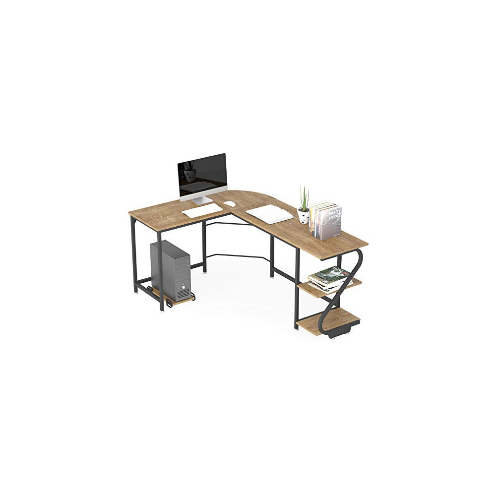 Weehom Reversible L Shaped Computer Desk with Shelves, Large Corner Computer Desk Home Office Desks, Study Writing Workstatio