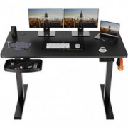 PUTORSEN Electric Height Adjustable Standing Desk, 48 x 24 Inches Sit Stand Home Office Table with Splice Board, Black Frame/