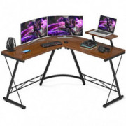 Foxemart L Shaped Gaming Desk 51 Corner Gaming Desk Home Office Desks with Large Monitor Stand Computer Desk with Round Cor