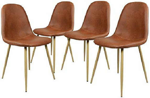 GreenForest Dining Chairs Set of 4,Washable PU Leather Dining Chair Cushion Upholstered Seat Kitchen Room Side Chair with Met