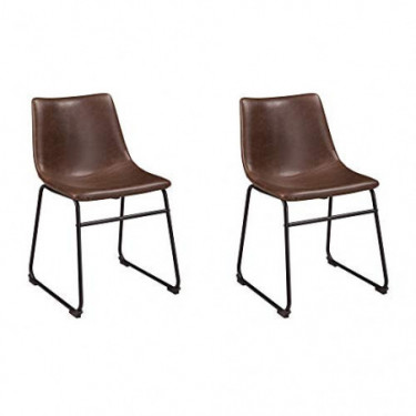 Signature Design by Ashley Mid Century Centiar Dining Bucket Chair Set of 2, Black and Brown