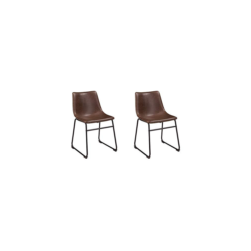 Signature Design by Ashley Mid Century Centiar Dining Bucket Chair Set of 2, Black and Brown