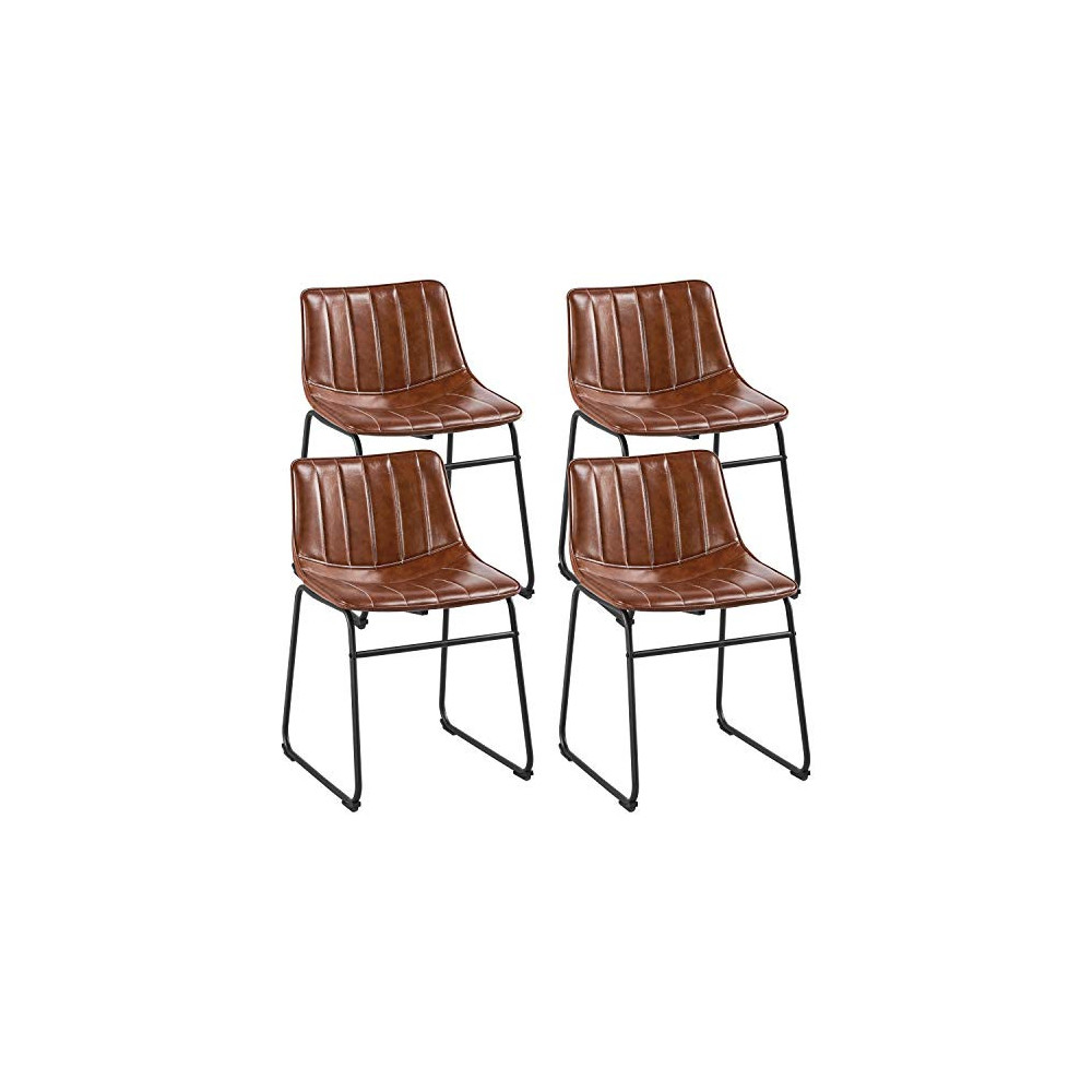 Yaheetech 18" PU Leather Dining Chairs Armless Chairs Indoor/Outdoor Kitchen Dining Room Chairs with Metal Legs Upholstered, 