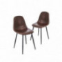 CangLong Faux Leather Dining Back Modern Side Chair for Pub Coffee Home, Set of 2, Dark Brown