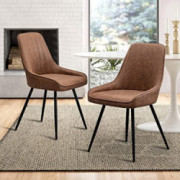 Alunaune Modern Dining Chairs Set of 2 Upholstered Accent Chair Mid Century Armless Leisure Chair Kitchen Living Room Faux Le