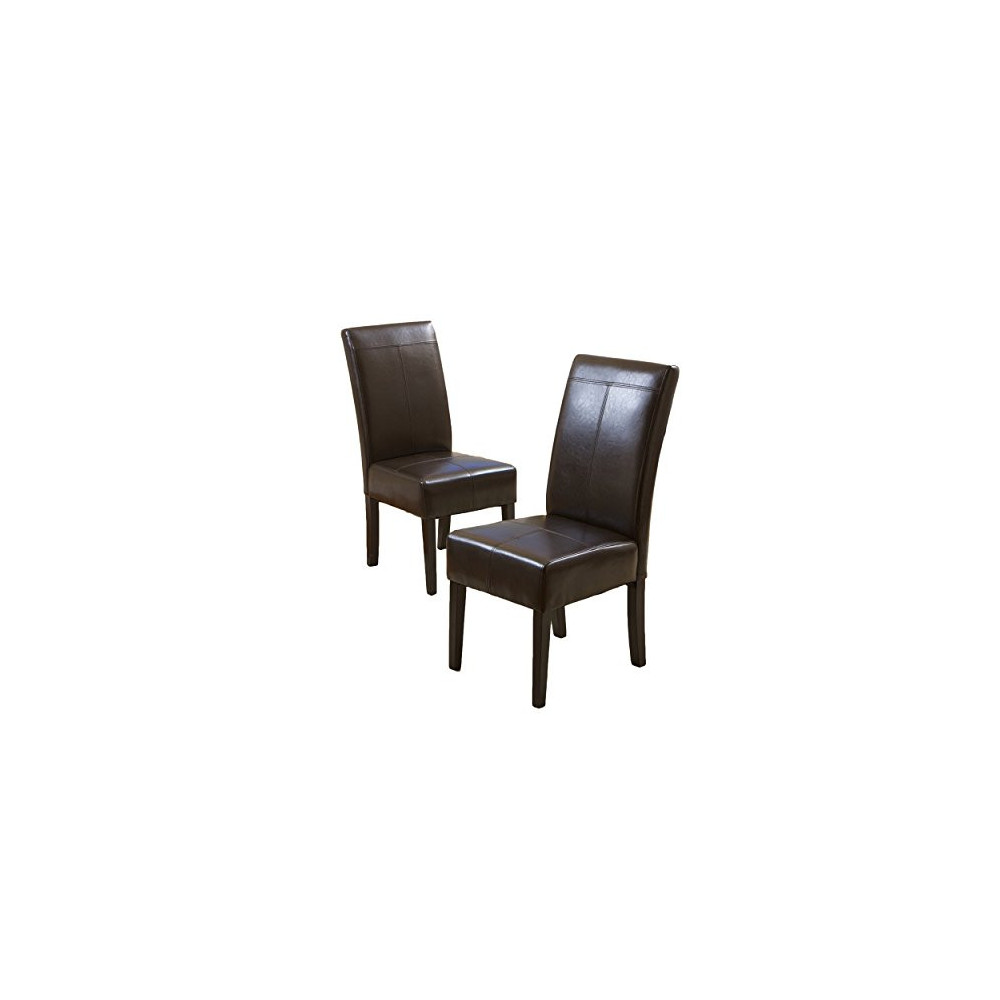 Christopher Knight Home Emilia Chocolate Brown Leather Dining Chairs  Set of 2 