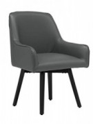 Studio Designs Home Spire Luxe Swivel Accent Chair with Arms, Guest/Dining/Office, Black/Smoke Grey Blended Leather