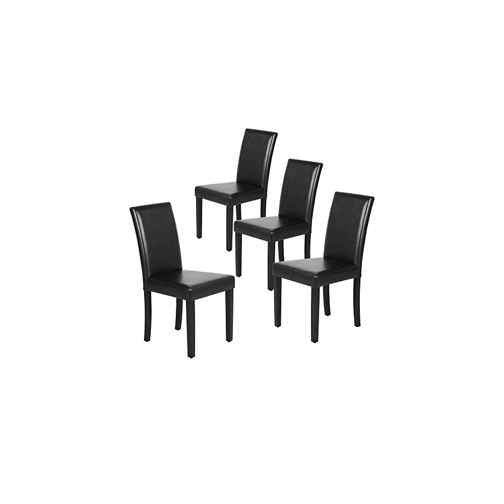 Yaheetech Dining Chair Dining/Living Room PU Cushion Diner Chair High Back Padded Kitchen Chairs with Solid Wood Legs Set of 