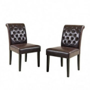 Christopher Knight Home Palermo Leather Tufted Dining Chairs, 2-Pcs Set, Brown