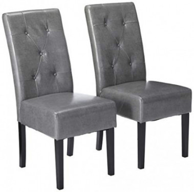 Christopher Knight Home Taylor Bonded Leather Dining Chairs, 2-Pcs Set, Dark Grey