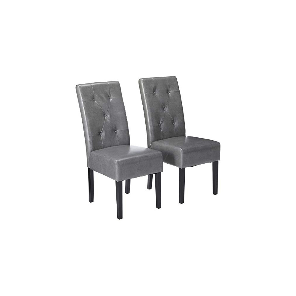 Christopher Knight Home Taylor Bonded Leather Dining Chairs, 2-Pcs Set, Dark Grey